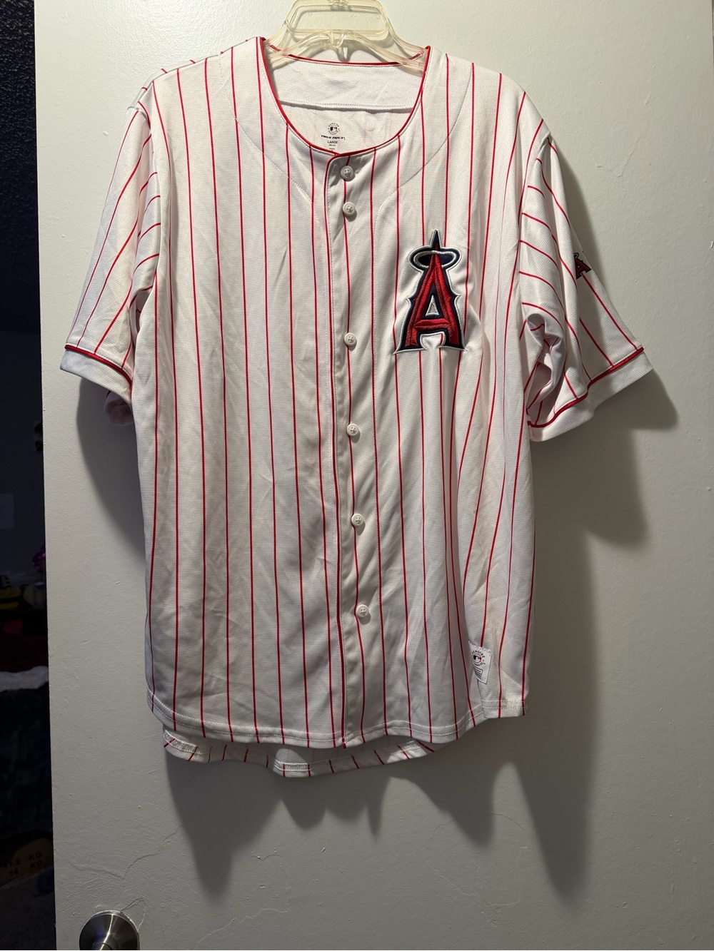 Los Angeles Angels White & Red Pinstripe Baseball Jersey